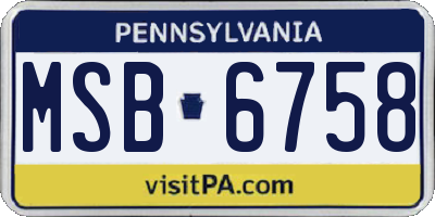 PA license plate MSB6758