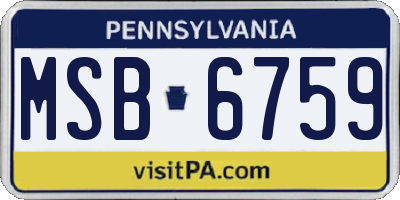 PA license plate MSB6759