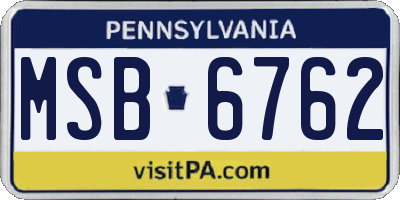 PA license plate MSB6762