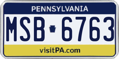 PA license plate MSB6763