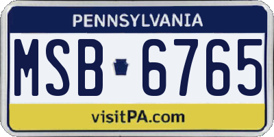 PA license plate MSB6765