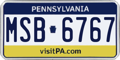 PA license plate MSB6767