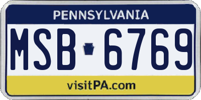 PA license plate MSB6769