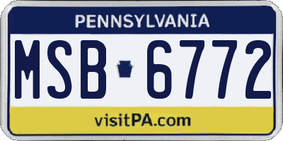 PA license plate MSB6772