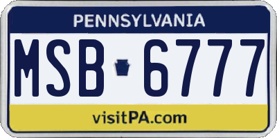 PA license plate MSB6777