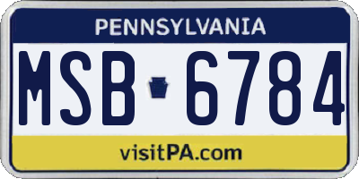 PA license plate MSB6784