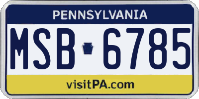 PA license plate MSB6785