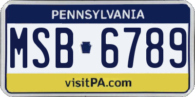 PA license plate MSB6789