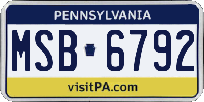 PA license plate MSB6792