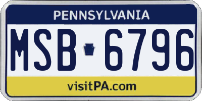 PA license plate MSB6796