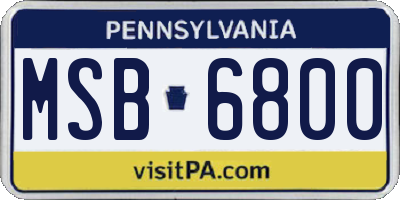 PA license plate MSB6800