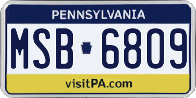 PA license plate MSB6809