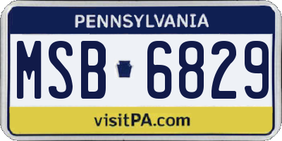 PA license plate MSB6829