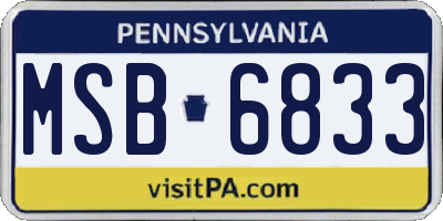 PA license plate MSB6833