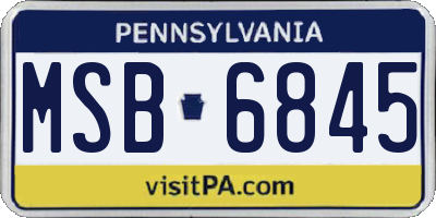 PA license plate MSB6845