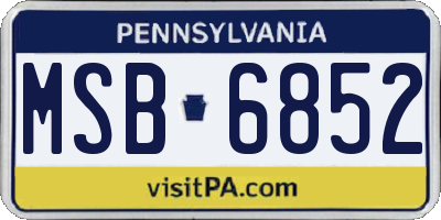 PA license plate MSB6852