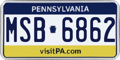 PA license plate MSB6862