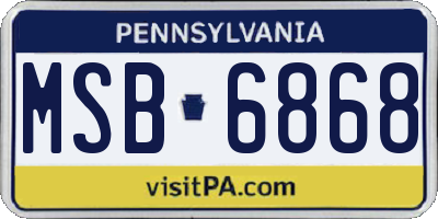 PA license plate MSB6868