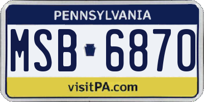 PA license plate MSB6870