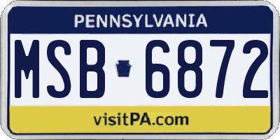 PA license plate MSB6872
