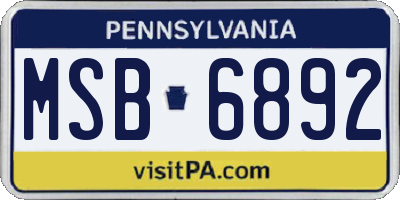 PA license plate MSB6892
