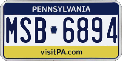 PA license plate MSB6894