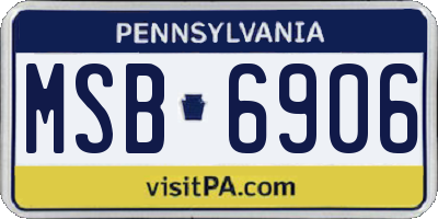 PA license plate MSB6906