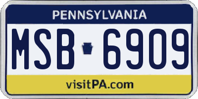 PA license plate MSB6909