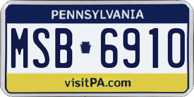 PA license plate MSB6910