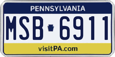 PA license plate MSB6911