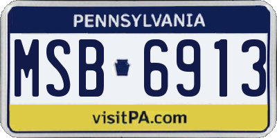 PA license plate MSB6913