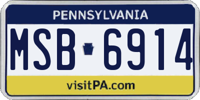PA license plate MSB6914