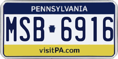 PA license plate MSB6916