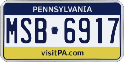 PA license plate MSB6917