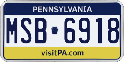 PA license plate MSB6918
