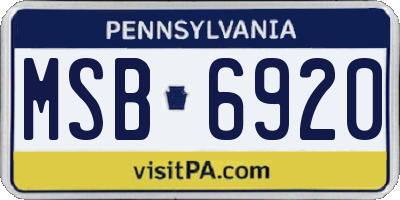 PA license plate MSB6920