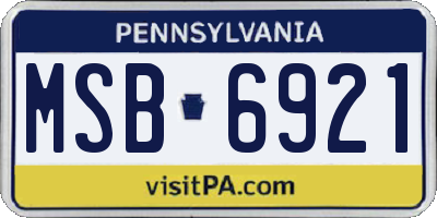 PA license plate MSB6921