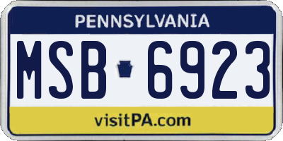 PA license plate MSB6923
