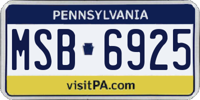 PA license plate MSB6925