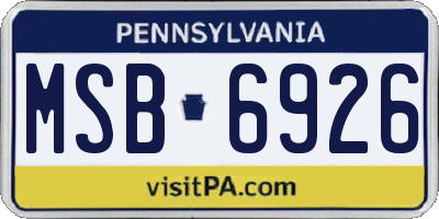 PA license plate MSB6926