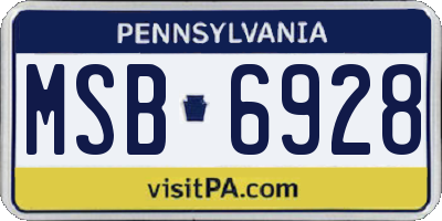PA license plate MSB6928