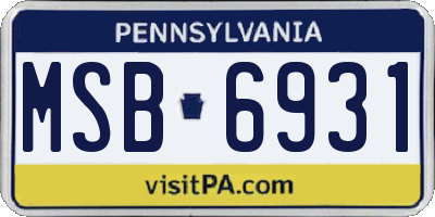 PA license plate MSB6931