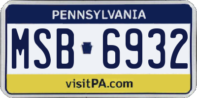 PA license plate MSB6932