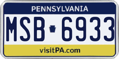 PA license plate MSB6933
