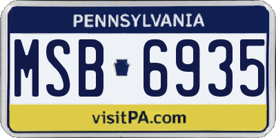 PA license plate MSB6935