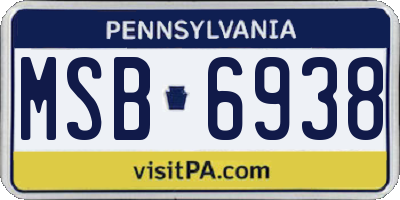 PA license plate MSB6938