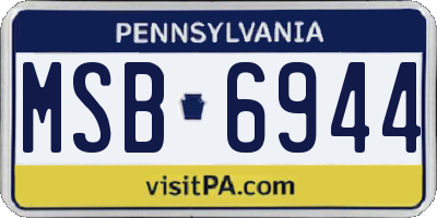 PA license plate MSB6944