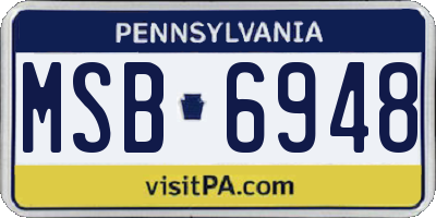PA license plate MSB6948