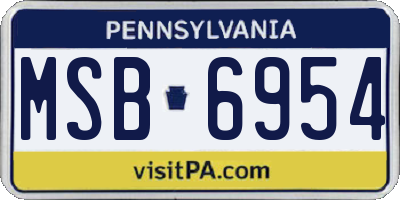 PA license plate MSB6954