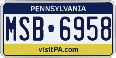 PA license plate MSB6958